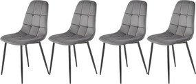 Set di 4 sedie K417 in velluto grigio