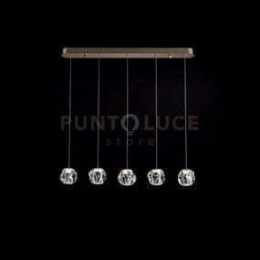 Lampada a sospensione ciottolo 5 luci rettangolare, acrilico traspa...