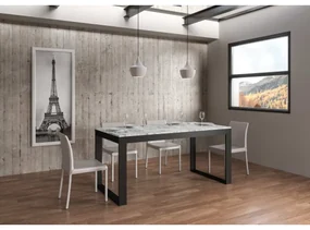 Tavolo Tecno Evolution piano Marmo 90x180 Allungato 90x440 telaio Antracite