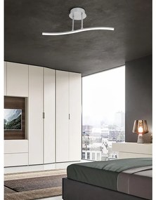 Plafoniera moderno LED ERACLE, argento 50x cm, luce naturale, 640 LM NOVECENTO