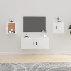 Mobili porta tv a parete 2 pz bianco lucido 40x34,5x40 cm