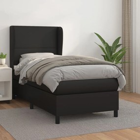 Giroletto A Molle Con Materasso Nero 80x200 Cm İn Similpelle /