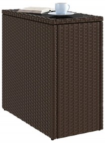 Tavolino giardino piano vetro marrone 58x27,5x55 cm polyrattan