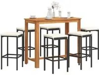 Set Bar da Giardino 7 pz Nero in Legno Acacia e Polyrattan 3295286