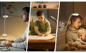 Aigostar - LED Lampada da tavolo ricaricabile dimmerabile con clip LED/2,5W/5V 1200mAh bianco