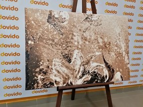 Quadro su tela – Peonie dipinte moderne in versione seppia