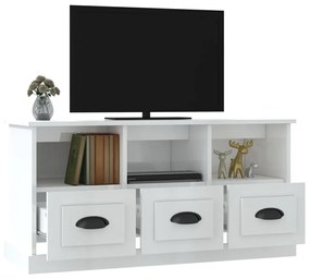 Mobile porta tv bianco lucido 100x35x50 cm in legno multistrato