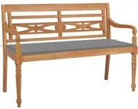 Panca Batavia con Cuscino Grigio 120 cm in Massello di Teak 3062155