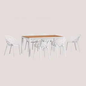 Set tavolo rettangolare in legno e alluminio Archer Supreme (160x90 - Sklum