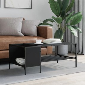 Tavolino salotto con ripiano nero 100x51x40cm legno multistrato