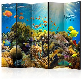 Paravento separè Mondo subacqueo II - paesaggio sottomarino di natura e animali