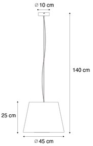 Lampada a sospensione moderna in acciaio con paralume 45 cm color tortora - Cappo 1