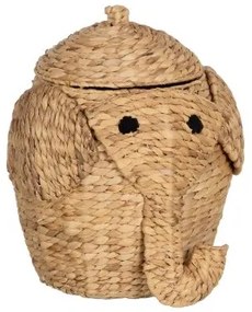 Cesto Elefante Nero Beige Fibra naturale 38 x 38 x 42 cm