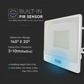Riflettore LED con sensore LED/50W/230V 4000K IP65 bianco
