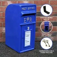 Cassetta Postale per le Lettere in Stile Britannico Inglese in Ghisa da Esterno Bocchetta Lettere Standard UK - Blu