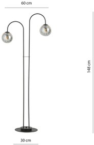 Lampadario Minimal Utu Acciaio Nero Grigio 2 Luci E14 Ip20