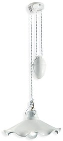 Lampadario Classico Belluno Ottone Satinato E Ceramica Decorato 1 Luce E27
