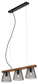 Lampadario Design Wood&Style nero paralume nero 3x E14 Ø65cm BRILONER