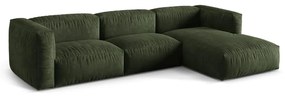 Divano angolare componibile verde (con penisola a destra/con chaise lounge) con rivestimento in velluto Martina – Micadoni