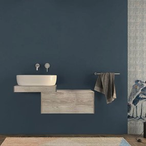 Mensolone da bagno 60 cm rovere sbiancato con cassettone da 75 cm