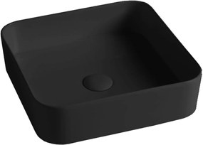 Lavabo da appoggio Smash OLYMPIA CERAMICA quadrato in ceramica L 40 x H 14 x P 20 cm nero opaco piletta non inclusa