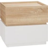 Comodino 2 Cassetti 50x40x47,5 cm Design Moderno Nature Wood e Bianco