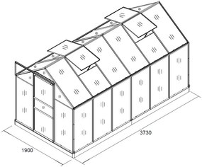 Serra in policarbonato 380 cm x 190 cm x 195 cm - 7,22m2