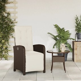 Sedia reclinabile giardino con poggiapiedi marrone polyrattan