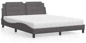 Letto Con Materasso Grigio 160x200 Cm İn Similpelle /