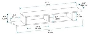 Mobile Porta TV Sospeso 120 Cm Design Moderno Muson Antracite