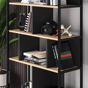 Libreria in rovere decorata in nero e naturale 88x175 cm Alabama - Marckeric