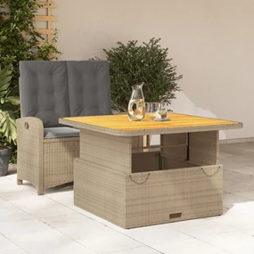 Set da pranzo da giardino 2 pz con cuscini beige in polyrattan