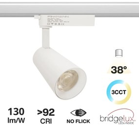 Faro LED 30W Monofase 38° Bianco Variabile CCT CRI92 - Bridgelux LED Colore Bianco Variabile CCT