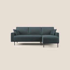 Arthur divano moderno angolare in velluto morbido impermeabile T01 petrolio Destro