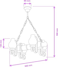 Brilagi - Lampadario a sospensione con catena RUSTIC 4xE14/40W/230V faggio/noce