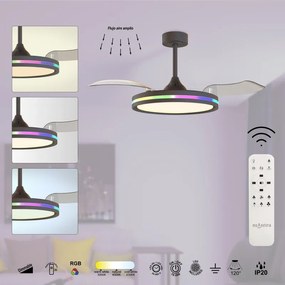 Ventilatore da soffitto Rafaga nero , D. 106 cm MANTRA