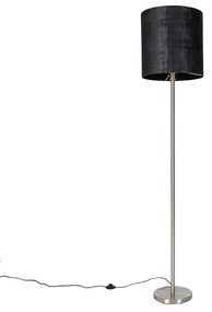 Lampada da terra moderna in acciaio con paralume nero 40 cm - Simplo