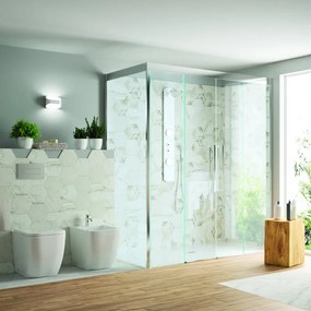 Coppia sanitari distanziato scarico a pavimento KERASAN smash bianco lucido WC: P 44 x L 36 x H 27 cm, bidet: P 26 x L 32 x H 24 cm