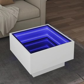 Tavolino Salotto Con Led Bianco 50x50x30 Cm Legno Multistrato /