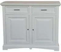 Credenza shabby 2 ante legno bianco opaco 117x46x96 - Mobili 2G