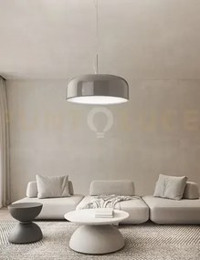 Velia sospensione in metallo grigio tortora lucido led 40w + 10w c...