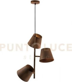 Lampadario a sospensione in metallo e ferro colt ruggine 3 luci att...