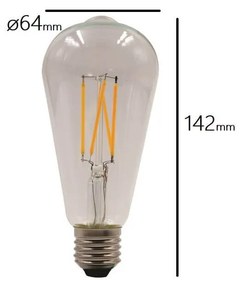 Lampada LED a Filamento ST64 8W - 125lm/W Colore  Bianco Naturale 4.000K