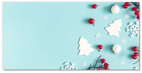 Quadro su vetro Ornamenti di Natale con fiocchi di neve 100x50 cm