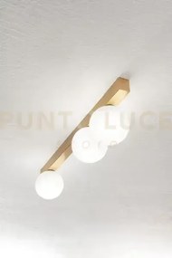 Applique in metallo oro opaco e vetro bianco acidato snooky 3 luci ...