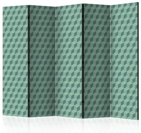Paravento Cubetti monocromatici II (5-parti) - sfondo geometrico verde 3D