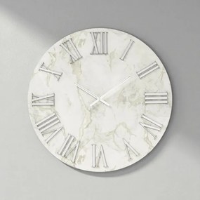 Orologio HAROLD rotondo D40 cm in legno rivestito con parato Argento