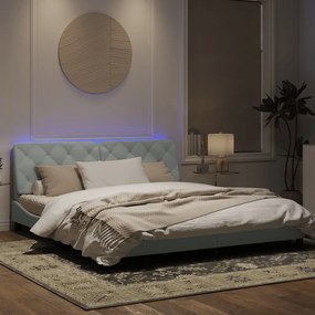 Giroletto con luci led grigio chiaro 180x200 cm in velluto