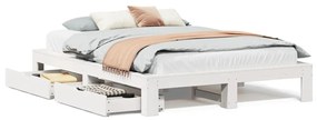 Letto senza materasso bianco 160x200 cm legno massello di pino