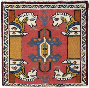 Shiraz Tappeto persiano 60 x 60 Rosso (Iran) Annodato A Mano
